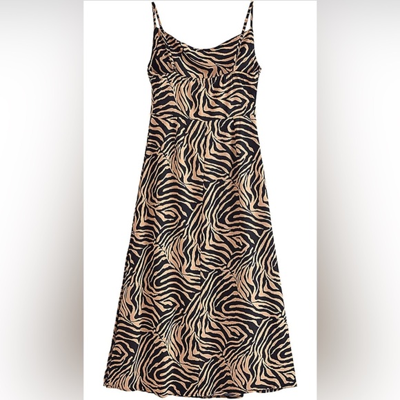 Zebra print, slight cowl neck, tea length dress. Only wore once, no longer fits - Picture 2 of 6